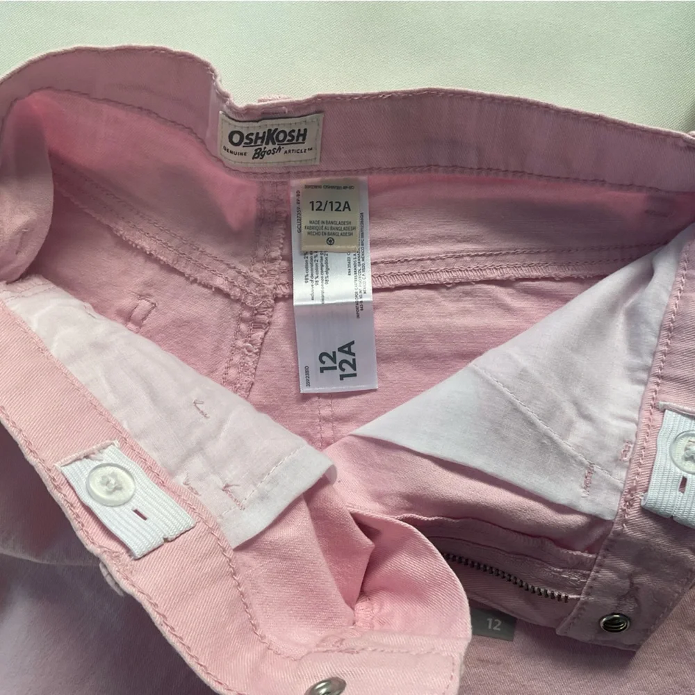 OshKosh B'gosh Pink Jean Shorts Raw Hem Girls Size 12‎
